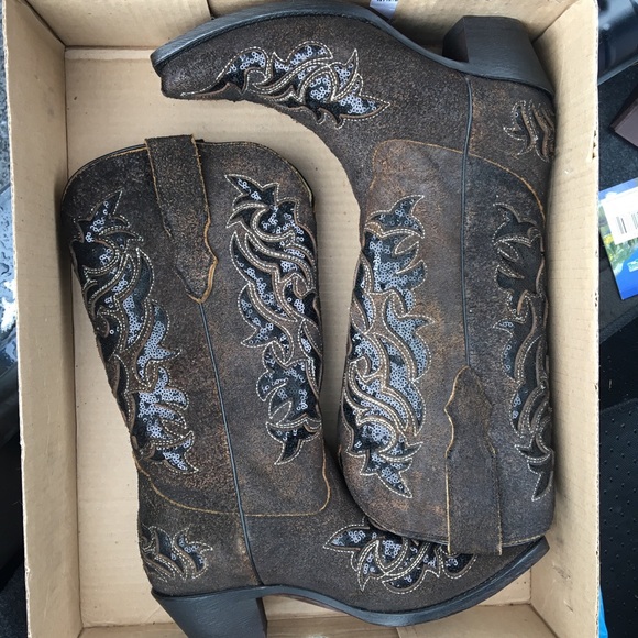 Corral Shoes - Corral Brown/Black Sequin Inlay Cowboy Boot R1152